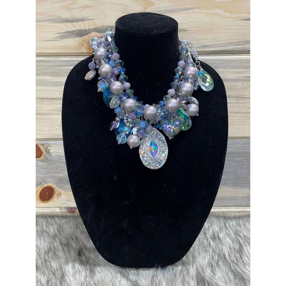 NEW ART BY AMY LABBE many crystals necklace in purple - Picture 1 of 3